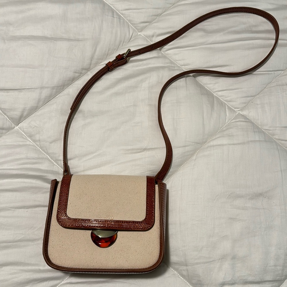 Loeffler Randall Cream and Brown Crossbody Bag